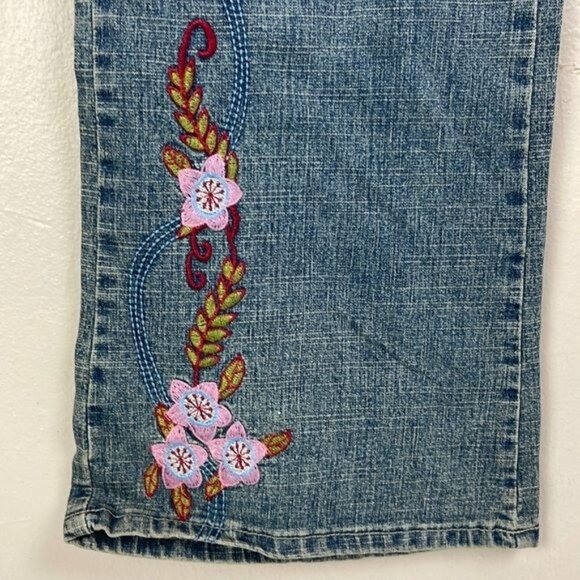 Apollo Women's Bootcut Jeans Floral Embroidered NWT 36x32 size 19/20 stretch - Picture 6 of 13
